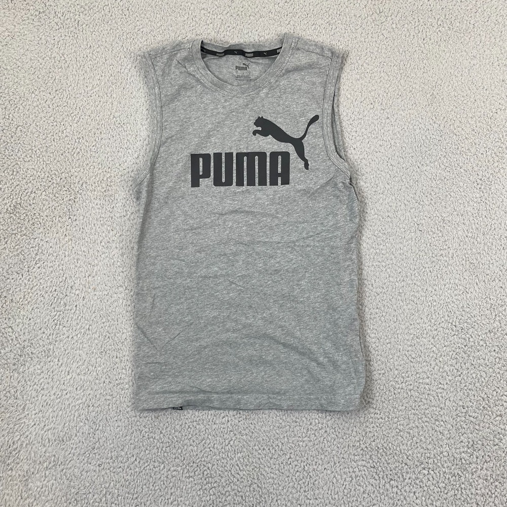 PUMA Tank Top Men S Gray Crew Neck Sleeveless Sportswear Athletic Gym